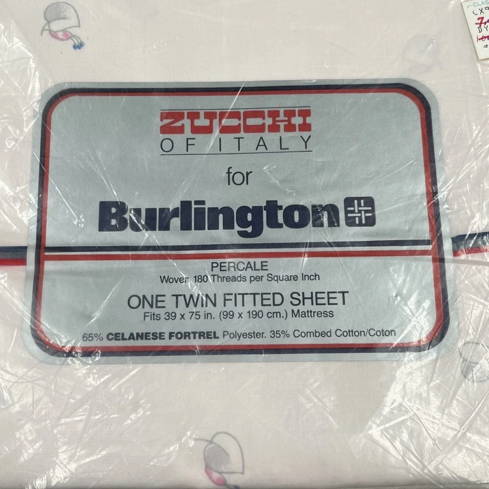 Zucchi Of Italy For Burlington Percale Twin Fitted Sheet New‎ Vintage
